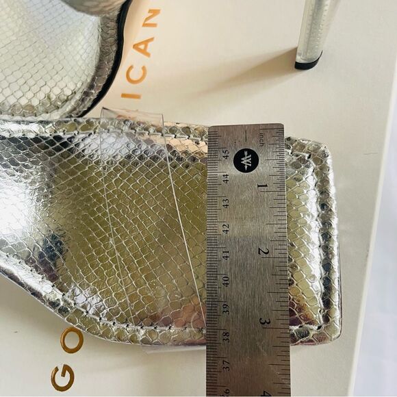 GOOD AMERICAN Heels Silver Snake Lucite Heels Size 12 square toe - Picture 8 of 12